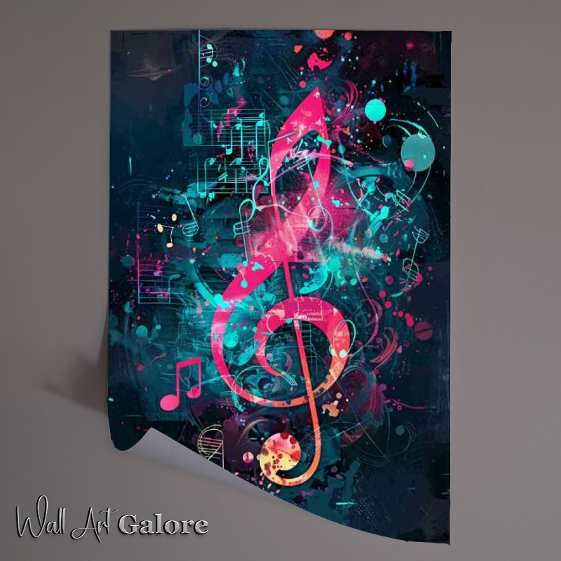 Buy Unframed Poster : (Music notes and colorful background)