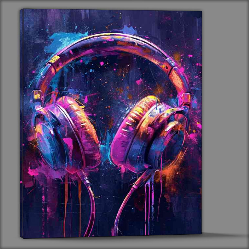 Buy Canvas : (Pair of brightly colored headphones purples)