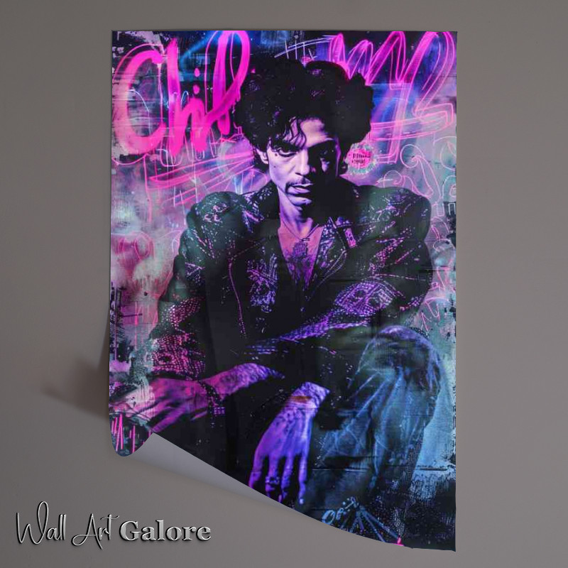 Buy Unframed Poster : (Prince with graffiti purple and pink neon)