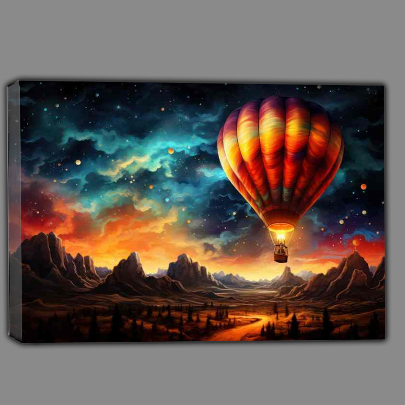 Buy Canvas : (Celestial Starry Night Overcast with hot air ballon)