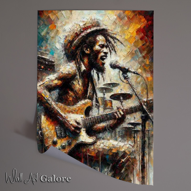 Buy Unframed Poster : (Rasta with guitar on stage)