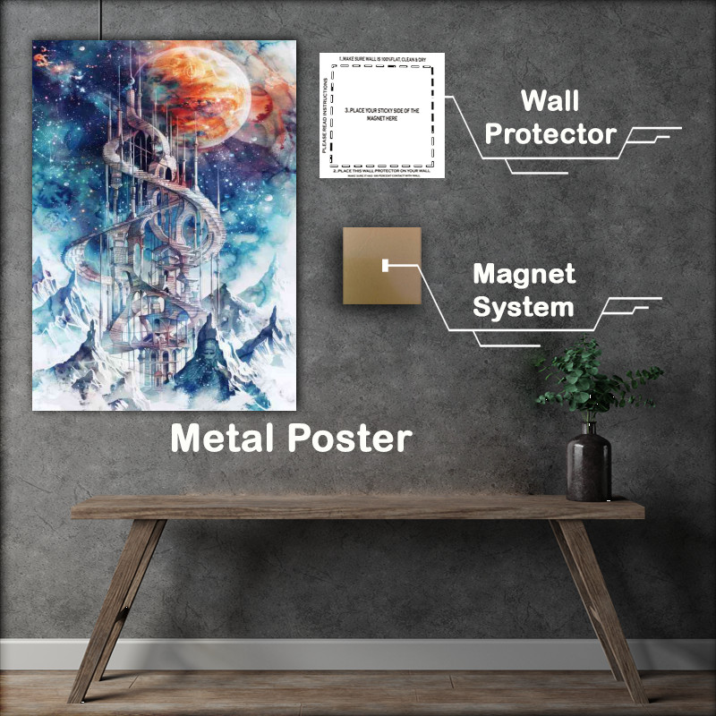 Buy Metal Poster : (Towering tower with spires wrapped)