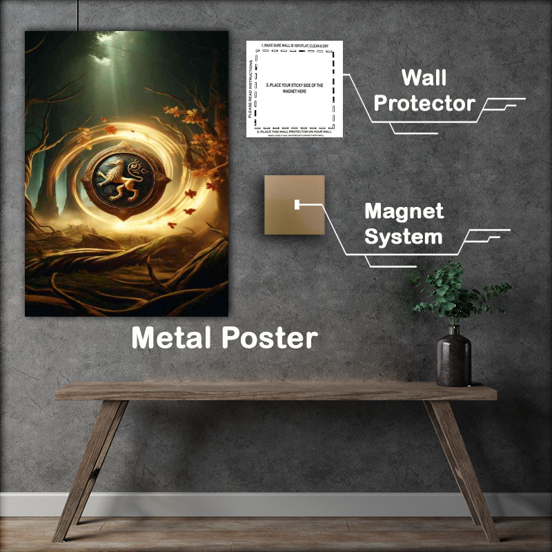 Buy Metal Poster : (Ancient shield emblazoned with a mythical beast)
