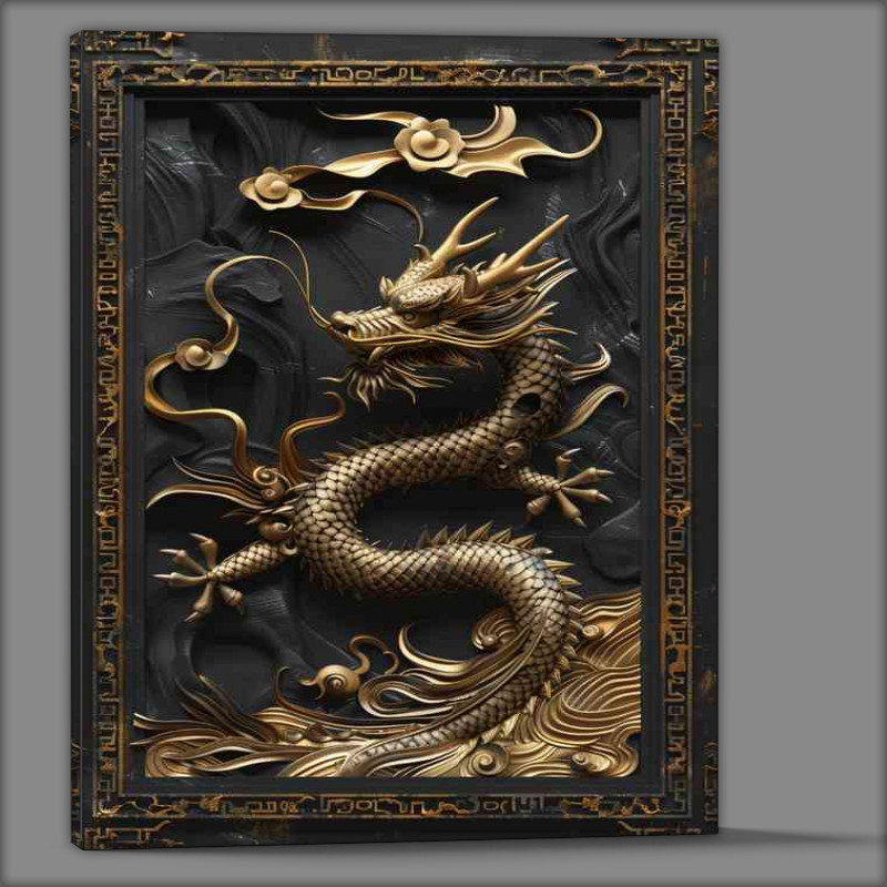 Buy Canvas : (Artistic Dragon with gold and black border)