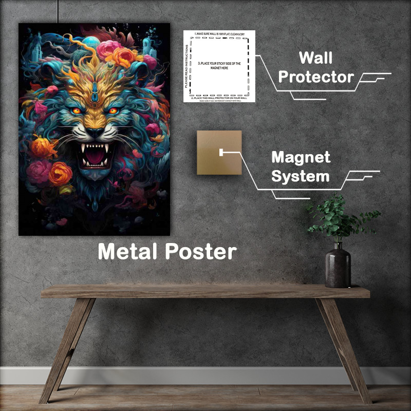 Buy Metal Poster : (Big Fantasy Cat mythical head)