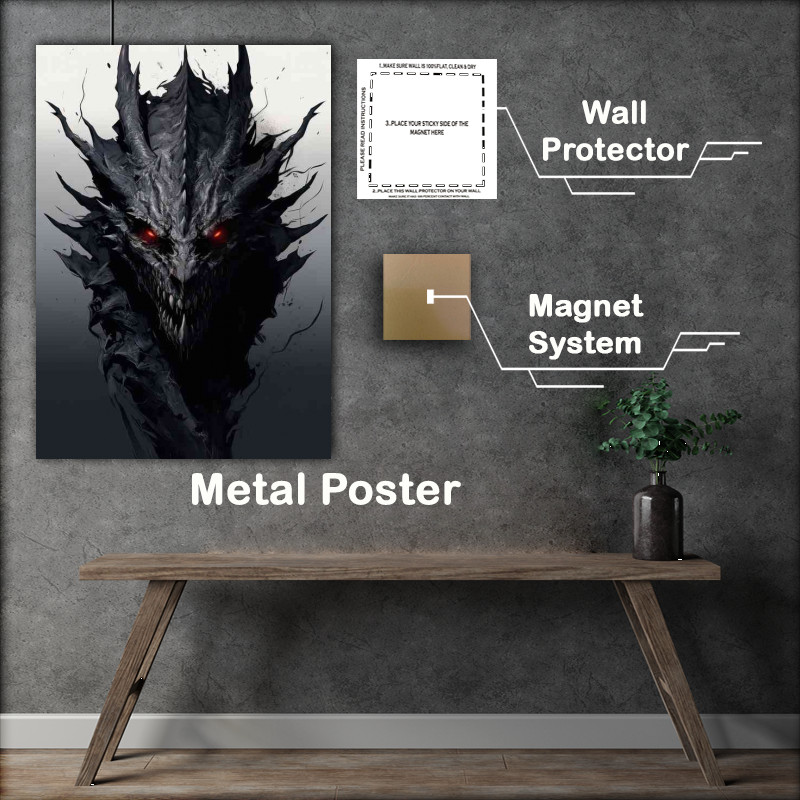 Buy Metal Poster : (Black Dragons head)