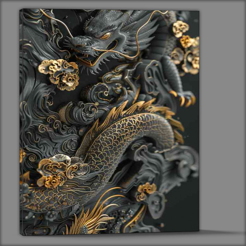 Buy Canvas : (Black and gold design featuring the dragon over)