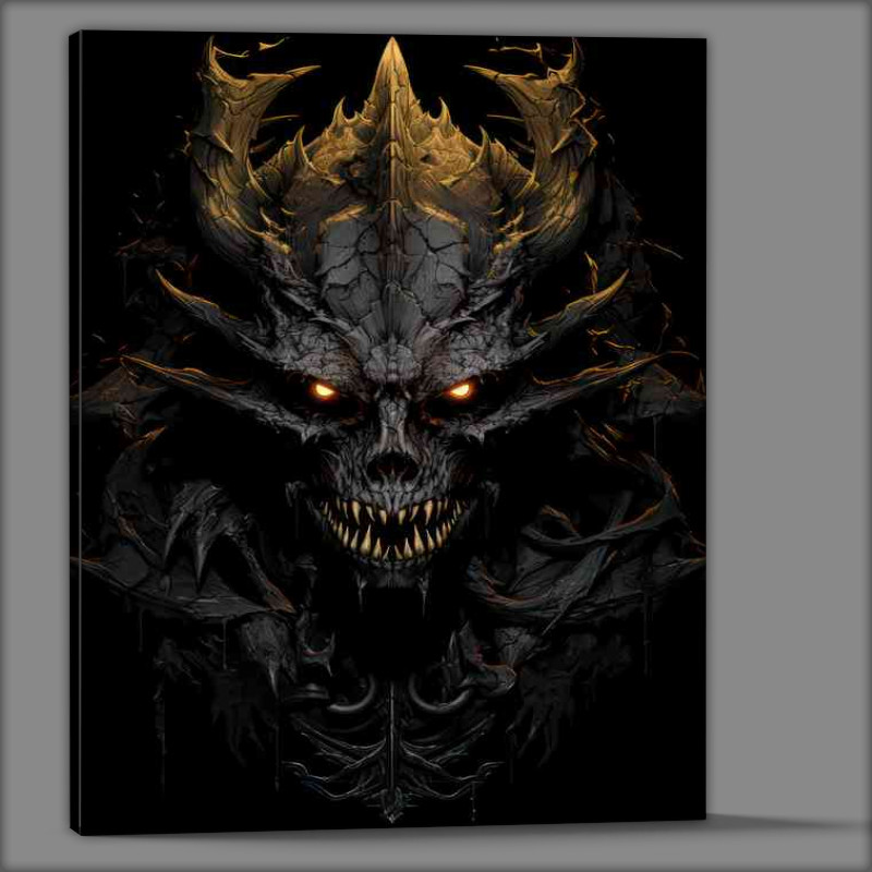 Buy Canvas : (Black dragon on a skull in the style of digital art)