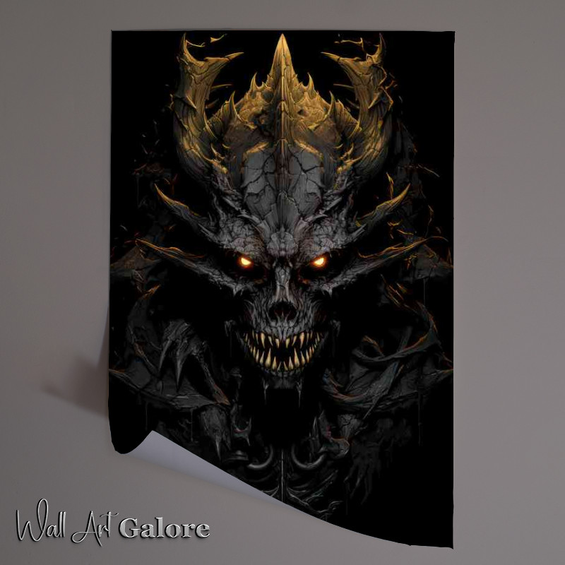 Buy Unframed Poster : (Black dragon on a skull in the style of digital art)