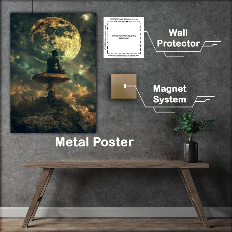 Buy Metal Poster : (A man sitting on a mushroom)