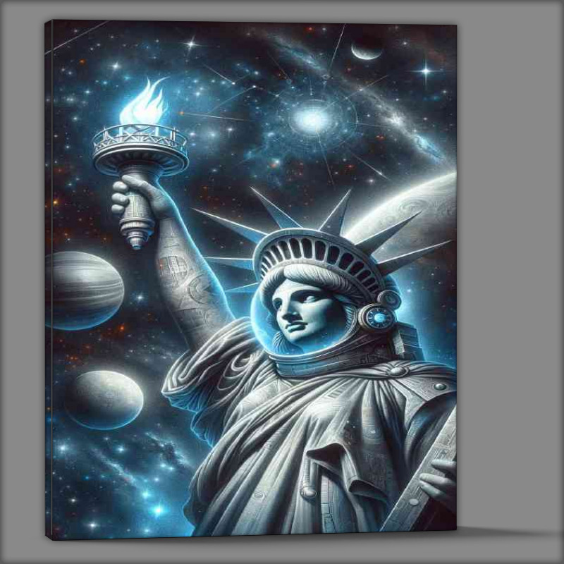 Buy Canvas : (A surreal interpretation of the Statue of Liberty as in space)