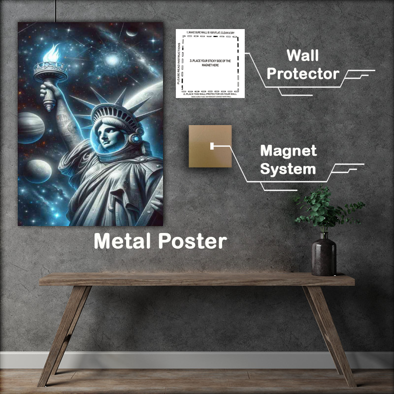 Buy Metal Poster : (A surreal interpretation of the Statue of Liberty as in space)