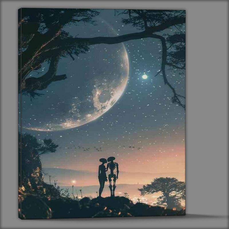 Buy Canvas : (Alien couple from an endless planet looking at Earth)