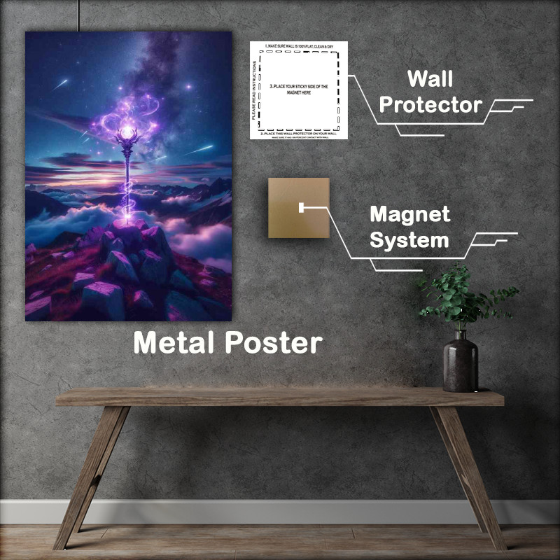 Buy Metal Poster : (Magical staff radiating with glowing purple energy)