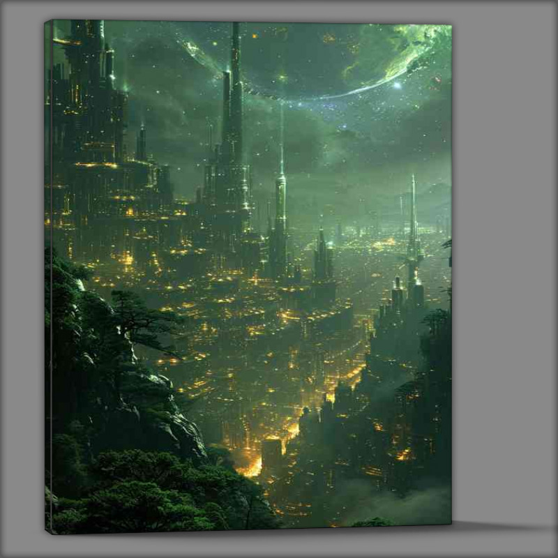 Buy Canvas : (Scifi cityscape in a built up area)