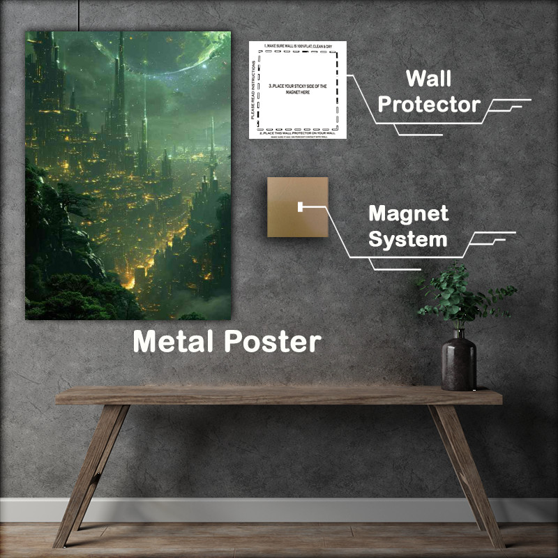 Buy Metal Poster : (Scifi cityscape in a built up area)