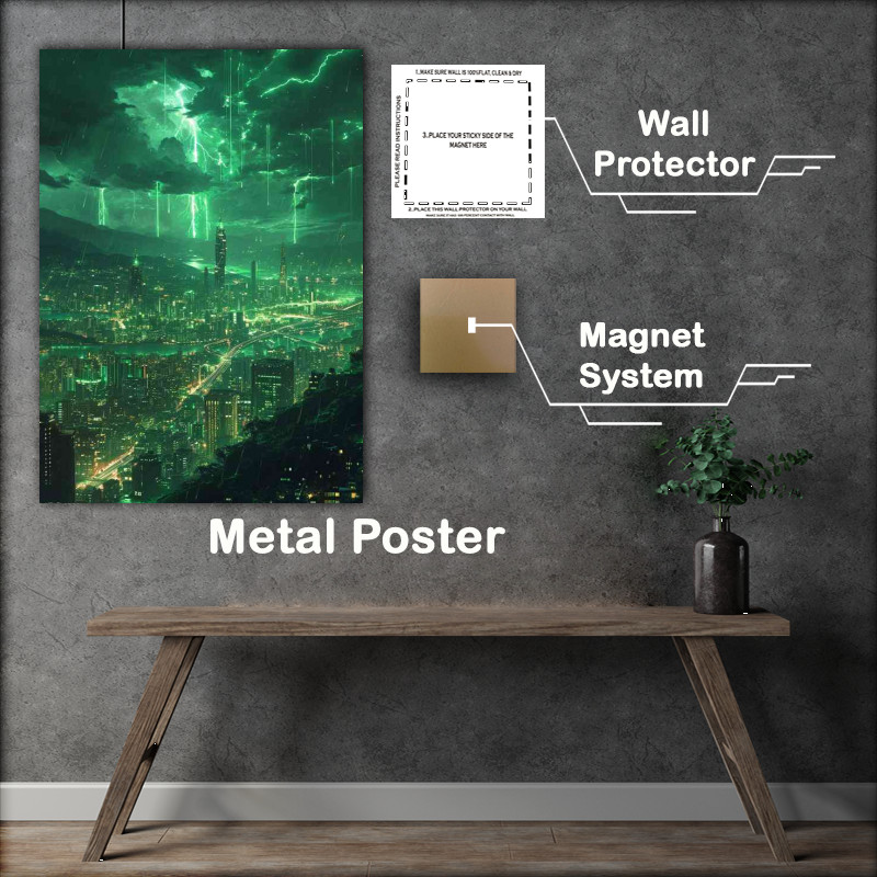 Buy Metal Poster : (The green valley with lightning)