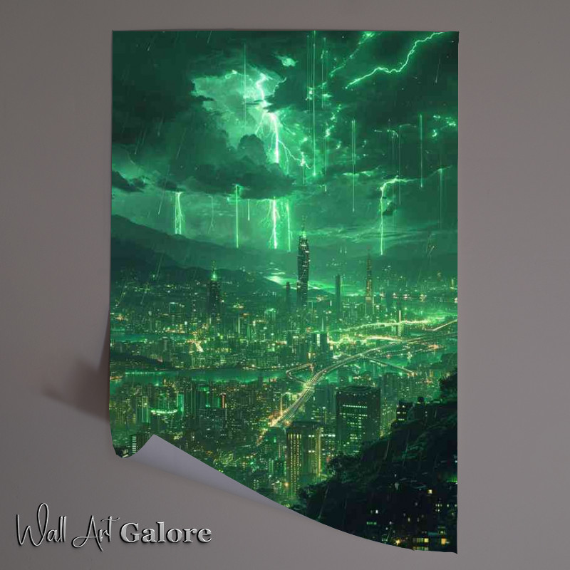 Buy Unframed Poster : (The green valley with lightning)
