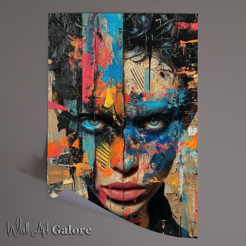 Buy Unframed Poster : (A Lady covered in mixed paint with blue eyes)