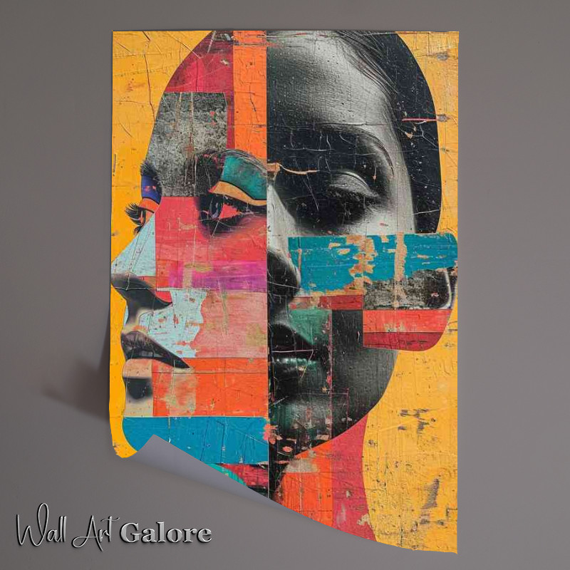 Buy Unframed Poster : (A colorful collage features a human head with two faces)