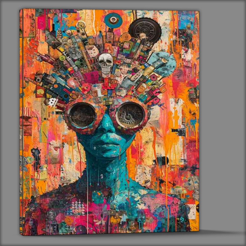 Buy Canvas : (A colourful street art head of a man)