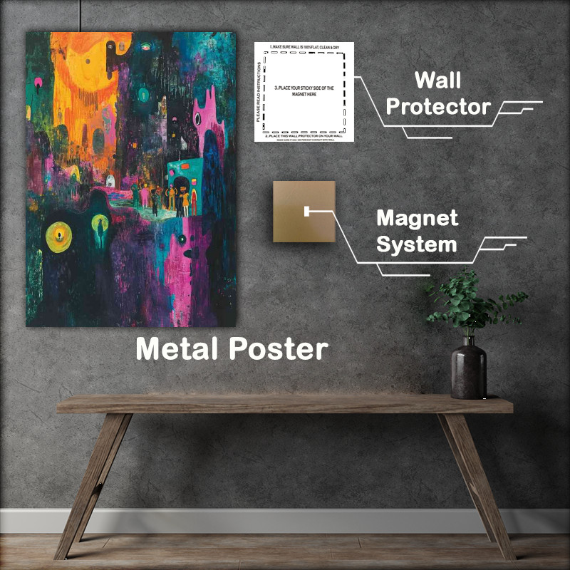 Buy Metal Poster : (A painting of a monster and people)