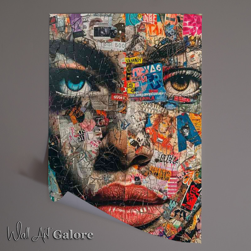 Buy Unframed Poster : (A poster of a face covered in various stickers)