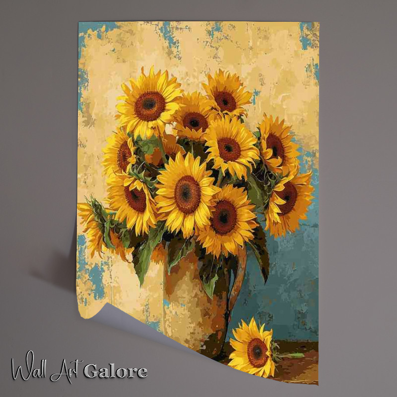 Buy Unframed Poster : (A vase of sunflowers on a table)