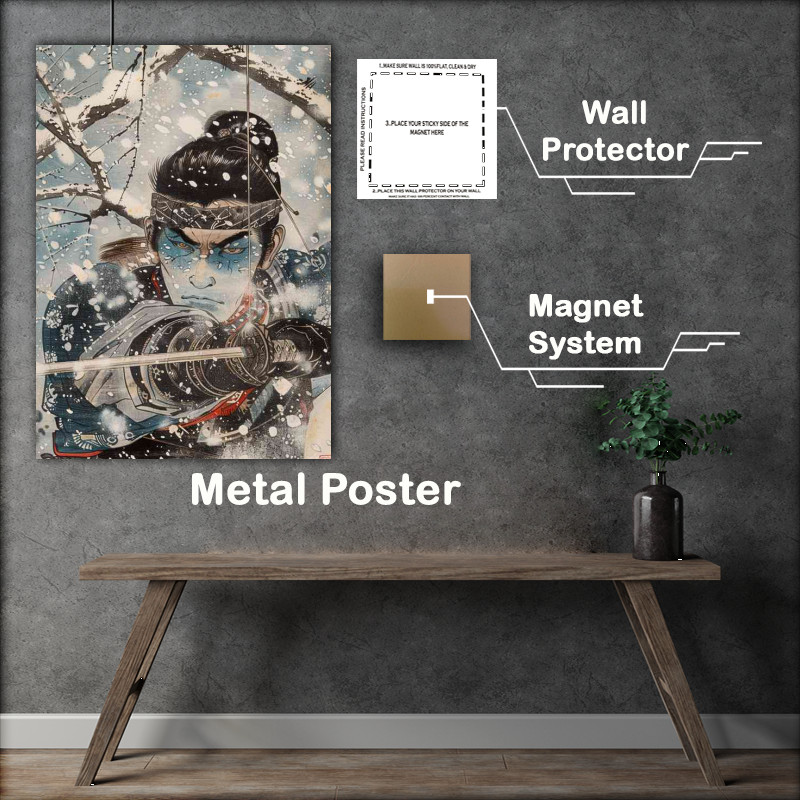 Buy Metal Poster : (A Japanese an epic samurai in winter time)