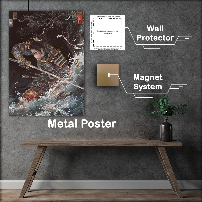 Buy Metal Poster : (A Japanese an_ancient samurai going into battle)