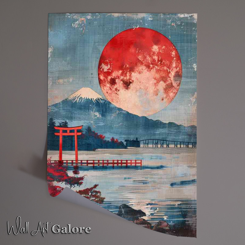 Buy Unframed Poster : (A Japanese moon rising over mount Edna)