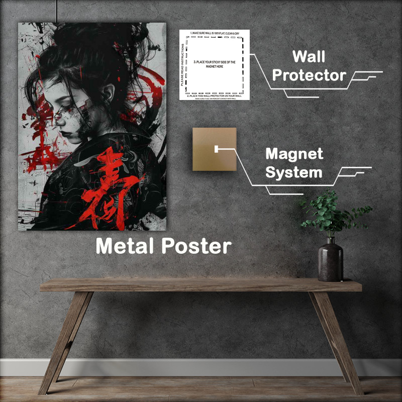 Buy Metal Poster : (A girl with the word kimono in japanese)