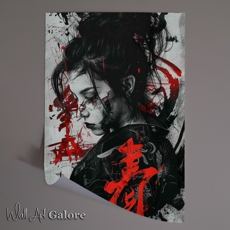 Buy Unframed Poster : (A girl with the word kimono in japanese)