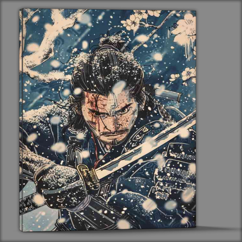 Buy Canvas : (A samurai in the snow holding a sword)