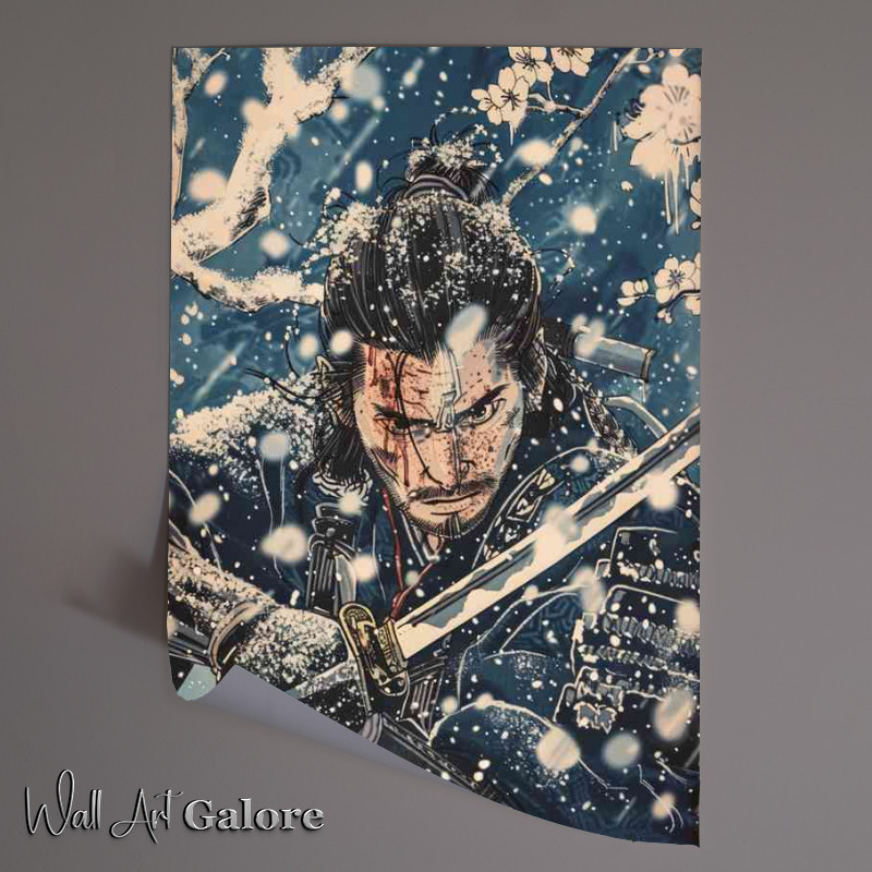 Buy Unframed Poster : (A samurai in the snow holding a sword)