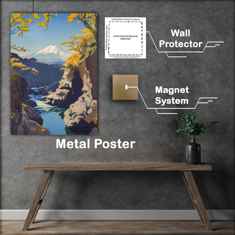 Buy Metal Poster : (Japanese Mount Fuji through the valley)