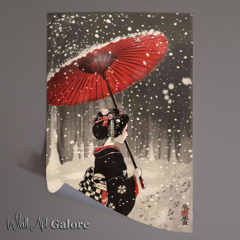 Buy Unframed Poster : (Japanese lady walking in the snow)
