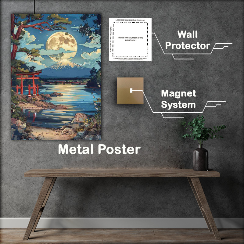Buy Metal Poster : (Japanese of the moon rising over Edna)