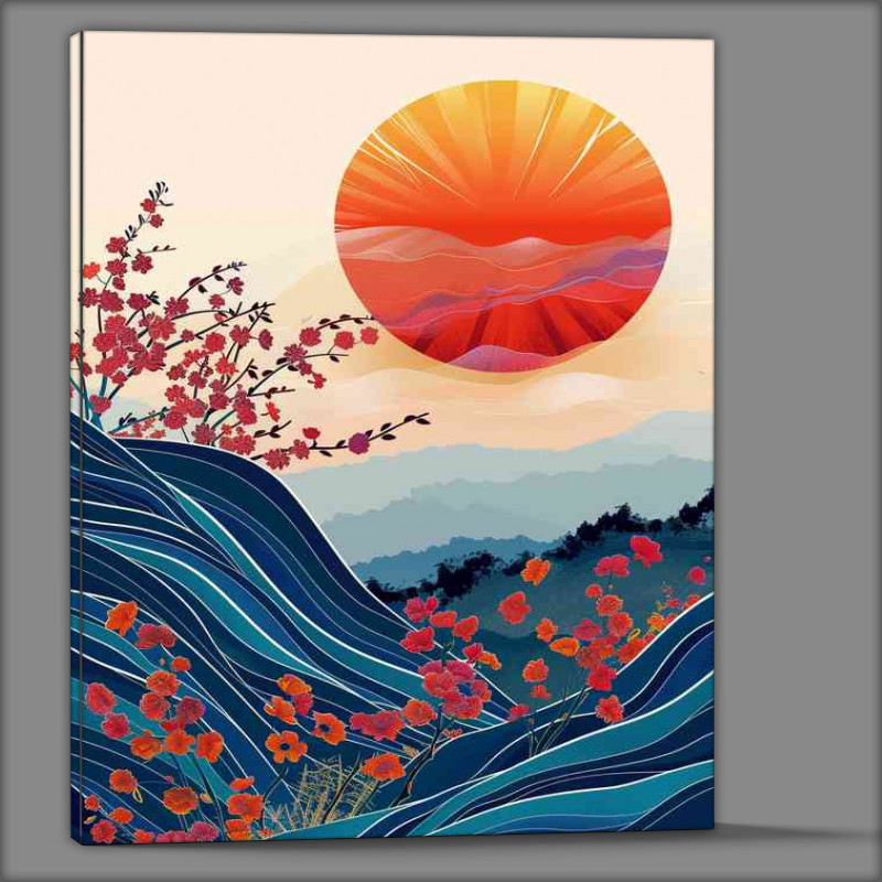 Buy Canvas : (Japanese poster art sun and waves)