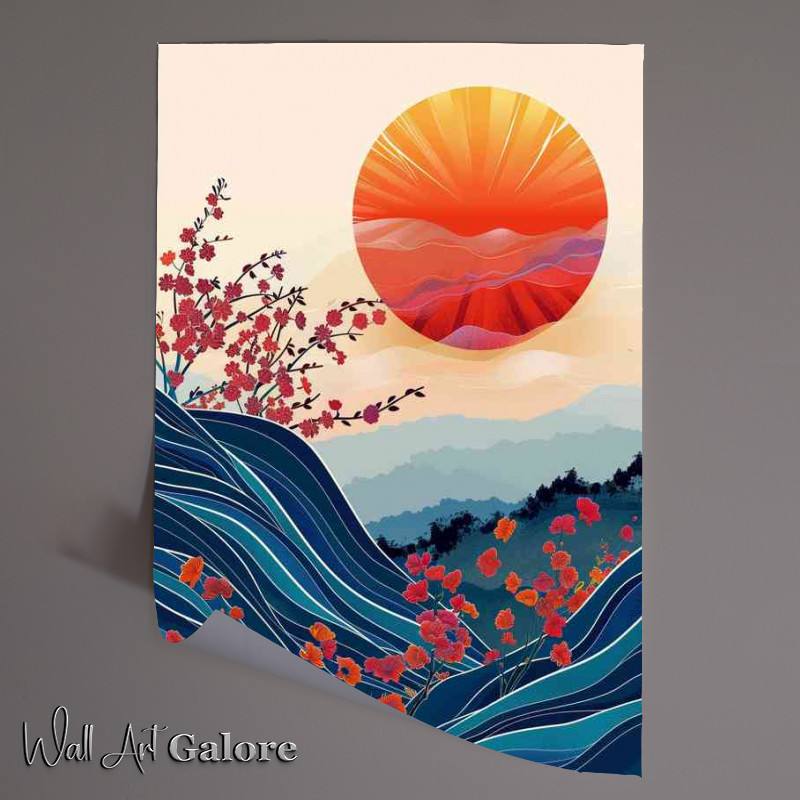 Buy Unframed Poster : (Japanese poster art sun and waves)