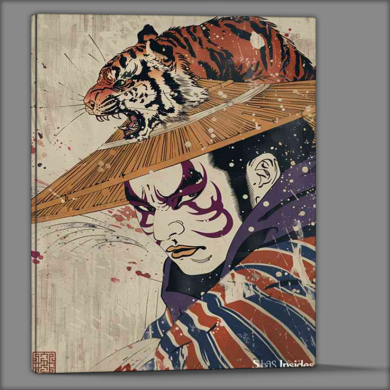 Buy Canvas : (Kabuki actor wearing a red white and purple)