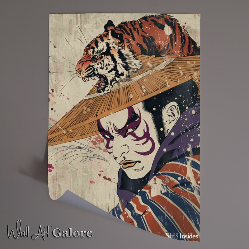 Buy Unframed Poster : (Kabuki actor wearing a red white and purple)