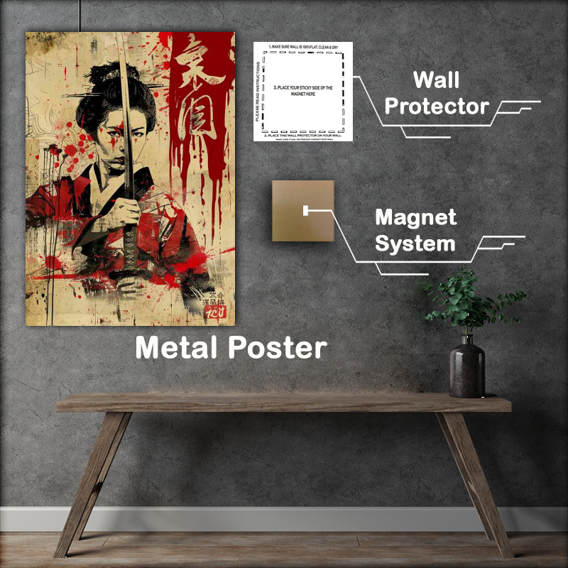 Buy Metal Poster : (Old school Japanese gisha with sword)