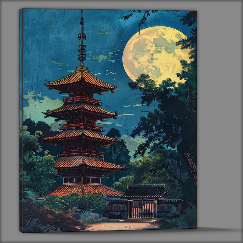 Buy Canvas : (Pagoda with red tiles and dark wood)