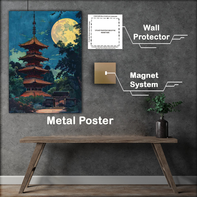 Buy Metal Poster : (Pagoda with red tiles and dark wood)