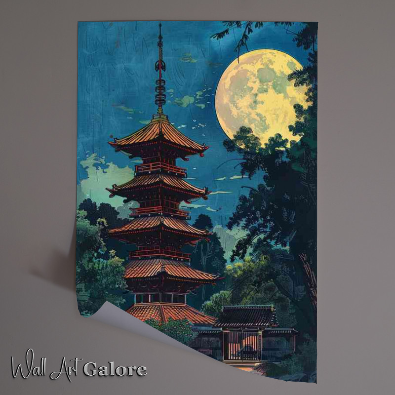 Buy Unframed Poster : (Pagoda with red tiles and dark wood)