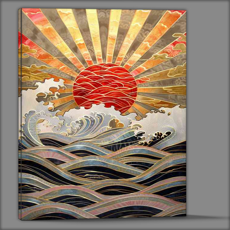 Buy Canvas : (Rising sun over the waves)