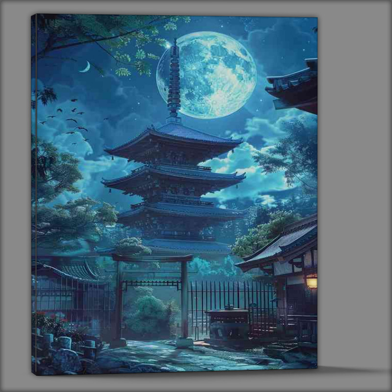Buy Canvas : (Tall pagoda with blue moon)