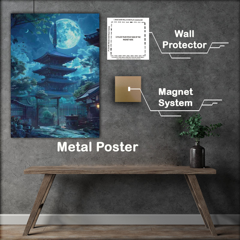 Buy Metal Poster : (Tall pagoda with blue moon)