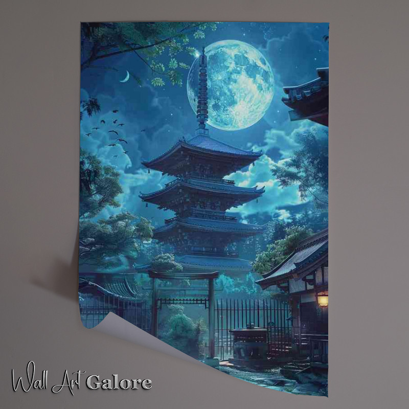 Buy Unframed Poster : (Tall pagoda with blue moon)